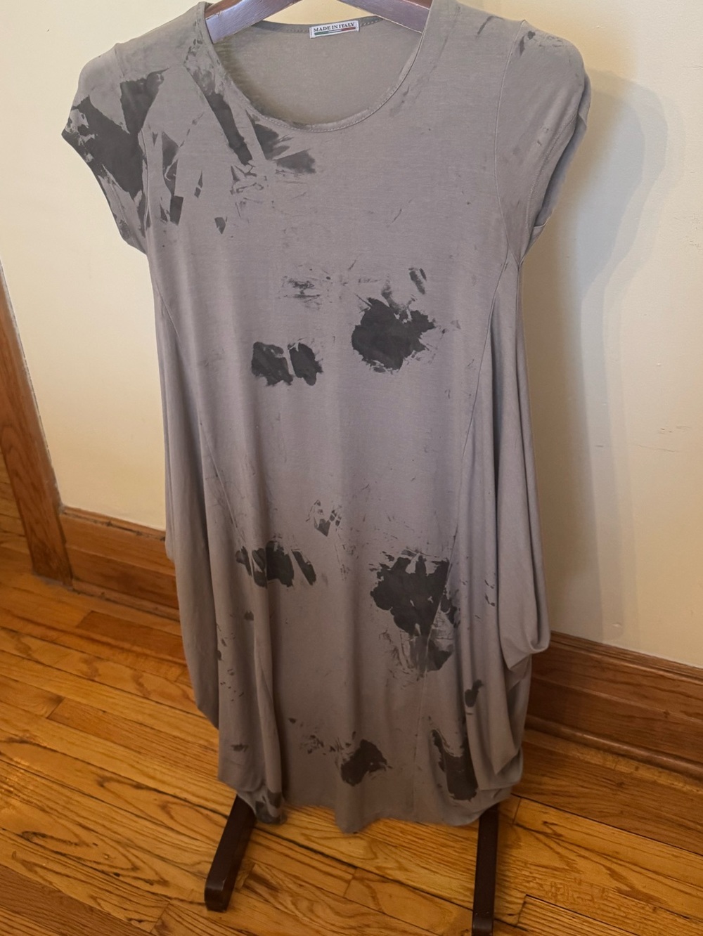 Gray Made in Italy cotton Tie-Dye Scoop Neck Tunic Dress size M like new
